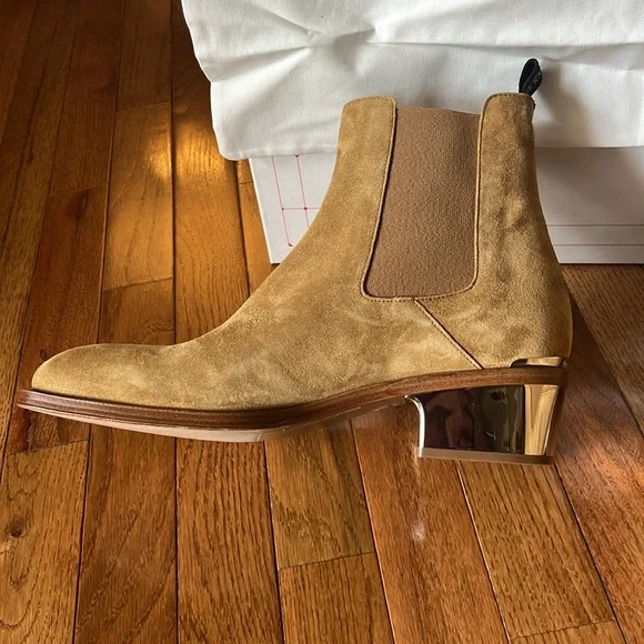 Alexander McQueen Metal Heel Ankle Boots - Suede - Tan/Silver - Picture 1 of 10